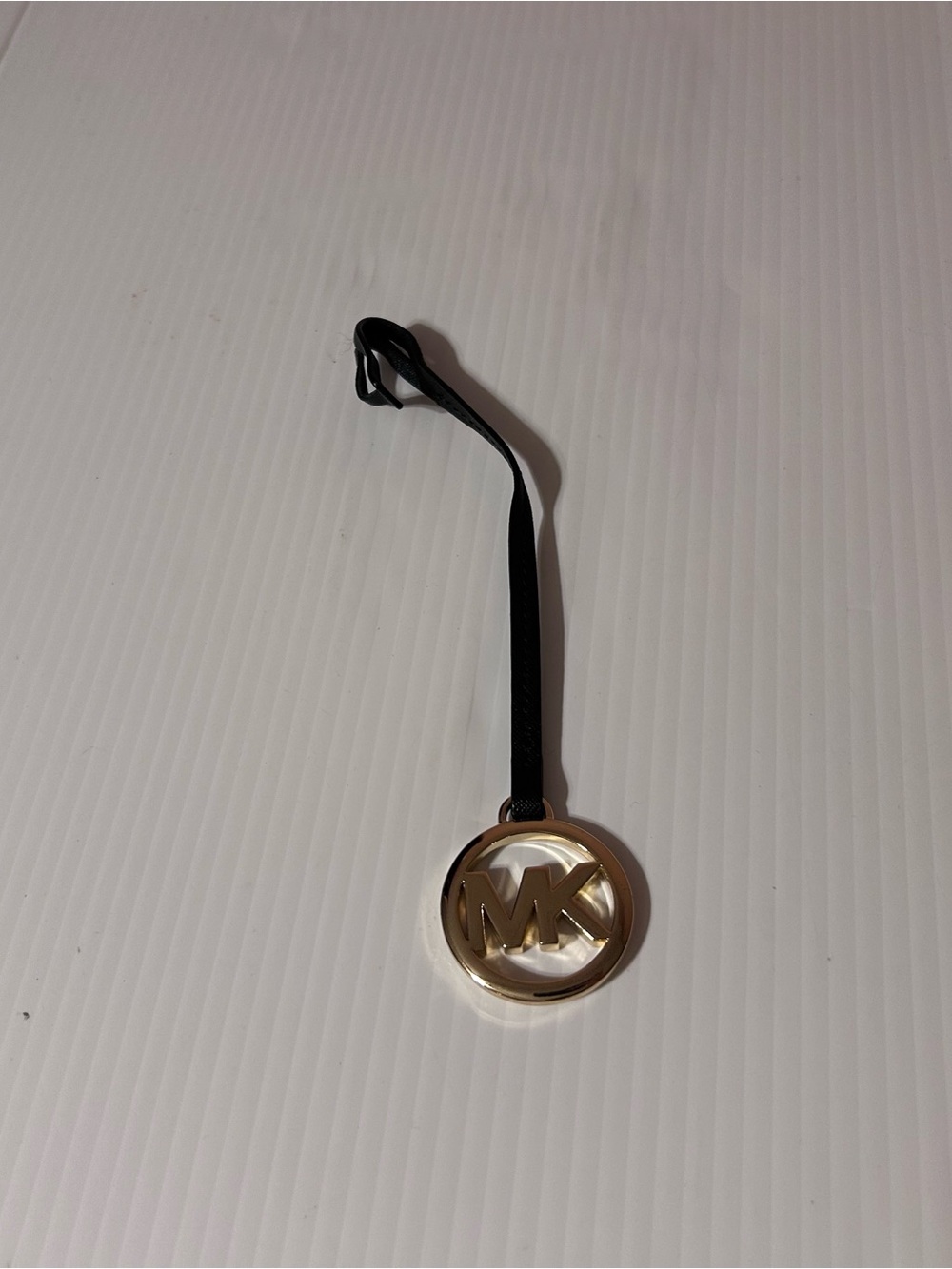 Michael Kors Black Strap Gold MK Medallion Key/Bag Charm